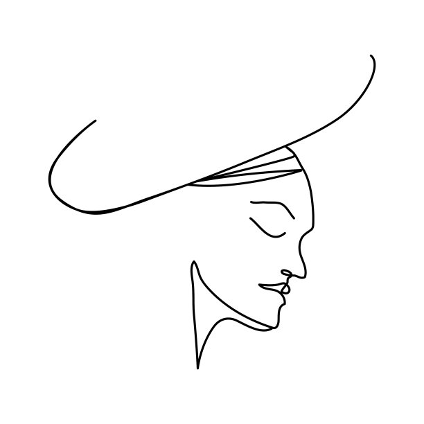 有头饰的女性面部的线性艺术图片下载