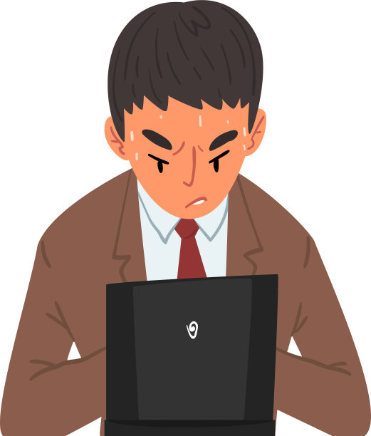 压力山大，汗流浃背的男经理坐在前面图片下载