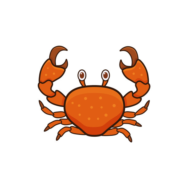 红蟹五彩缤纷，卡通扁平风格图片下载