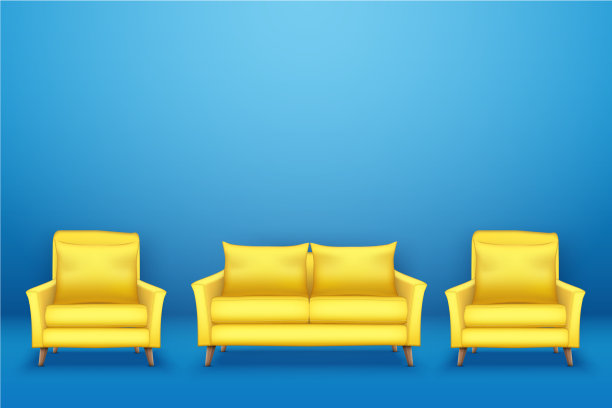 室内黄色柔软的沙发与椅子图片下载