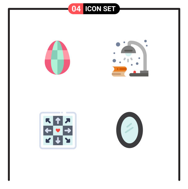 4个主题平面图标和可编辑符号蛋图片下载