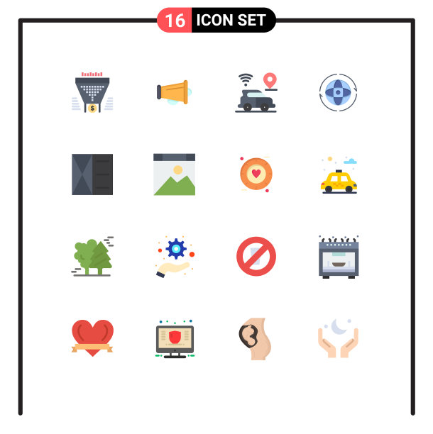 包装16个创意的平面颜色连接地球图片下载