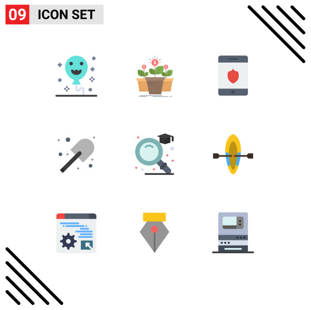 装9个创意平面颜色毕业图片下载