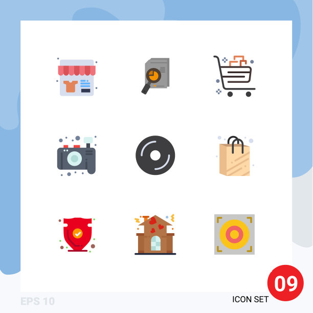 可编辑线包9个简单的平面颜色图片下载