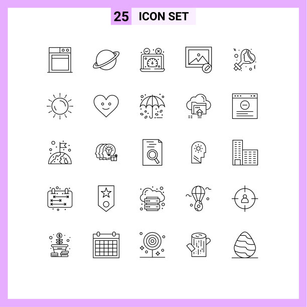 移动界面线设25个象形图图片下载