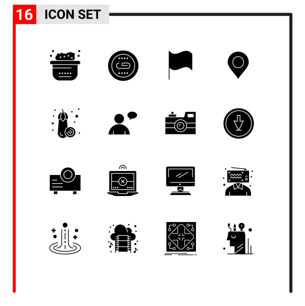 在食物世界的格子上设置16个固体符号图片下载