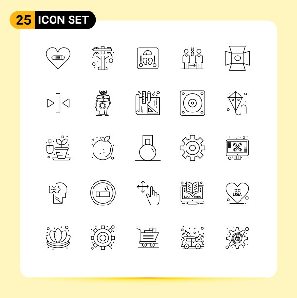 通用图标符号组25个现代线条图片下载