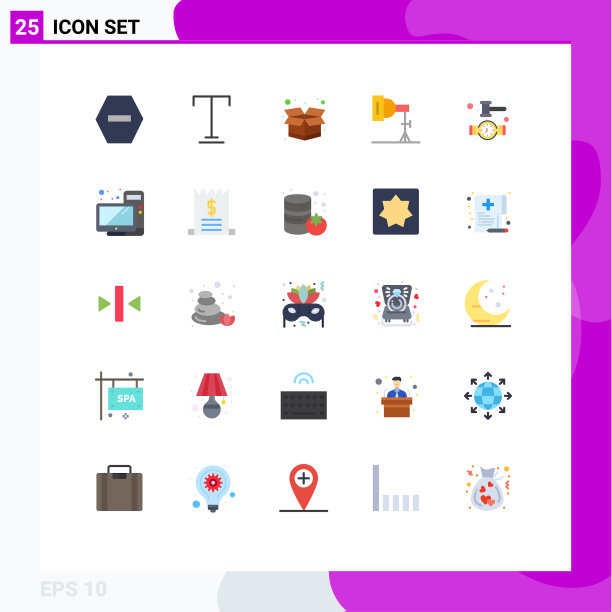 移动界面平色设25个象形图图片下载