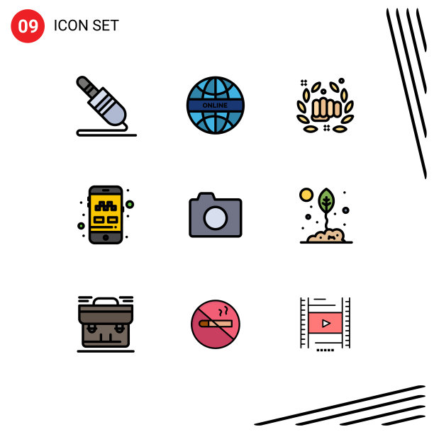 9主题填充线平色和可编辑图片下载