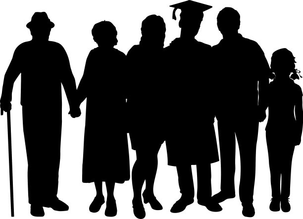 剪影一个年轻人毕业与家人和图片下载