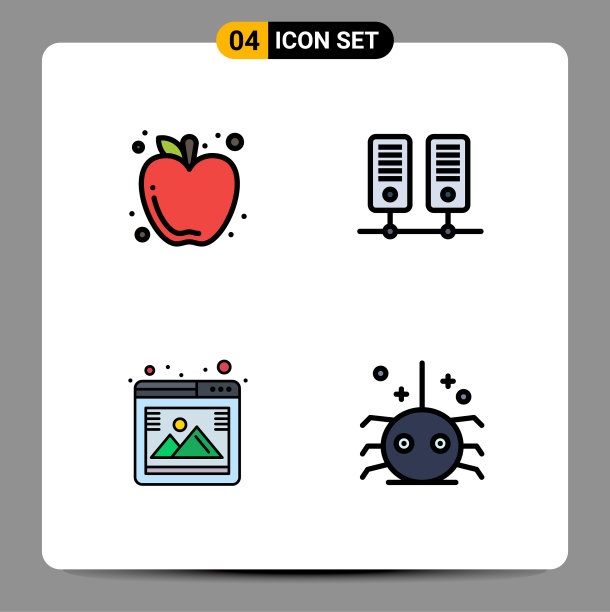 4主题填充线平面颜色和可编辑图片下载