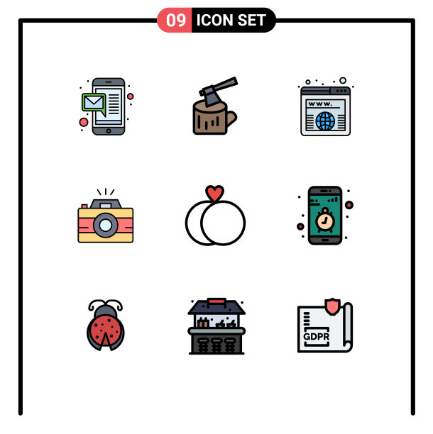 组9现代填充线平面颜色集图片下载