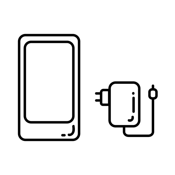 智能手机和手机充电平面线图标。数字设备元素向量储存孤立的图像在白色背景上。象形文字用于网页，手机，信息图形图片下载