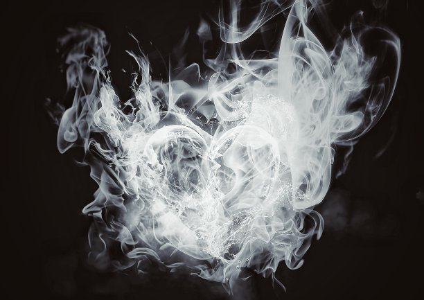 抽象心形烟的3D插图图片下载