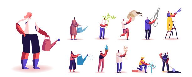 集人们园艺和植物护理的爱好。雌雄性状种植、扦插、施肥、浇苗图片下载