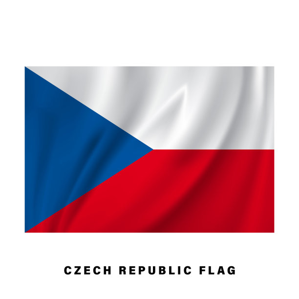 捷克挥舞着自己的旗帜。现实的捷克国旗矢量设计。孤立。图片下载