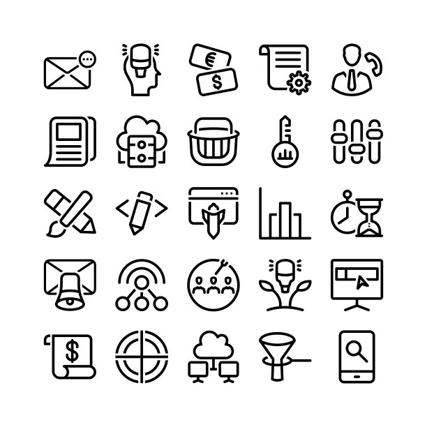 搜索引擎优化和网页线图标集- 6 -矢量插图。图片下载