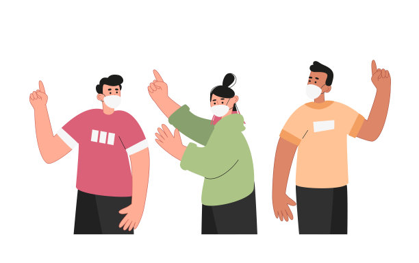 戴着医用口罩的年轻人表明了使用口罩保护的重要性。世界大流行。病媒图解图片下载