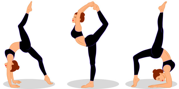 一套性感的年轻女人做瑜伽伸展姿势和健身运动图片下载