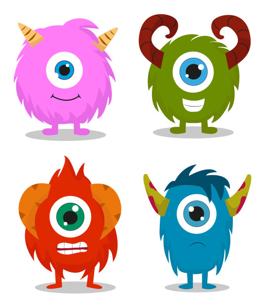 一组有趣的卡通怪物图片下载