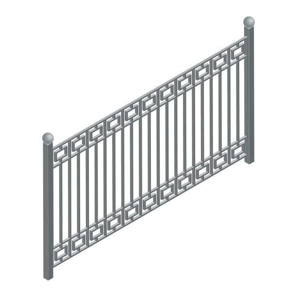 等距矢量插图金属栅栏孤立在白色背景。现代金属栏杆矢量图标在平面卡通风格。图片下载
