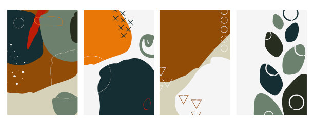 时髦的抽象向量组合。几何形状和抽象的点、飞溅和线条。自然的颜色和色调。理想的墙壁设计，封面，传单，横幅，海报和印刷品图片下载