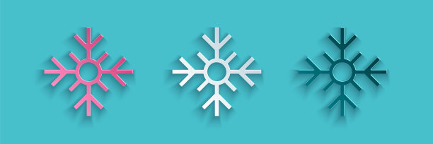 剪纸雪花图标孤立在蓝色背景。圣诞快乐，恭贺新禧。纸艺术风格。向量图片下载