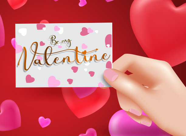 情人的矢量背景设计。将我的情人节文字与漂浮的心气球元素结合在一起，设计出浪漫的情人节贺卡。图片下载