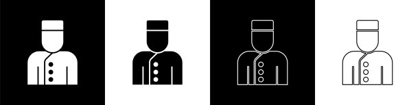 设置礼宾图标隔离在黑白背景。向量图片下载