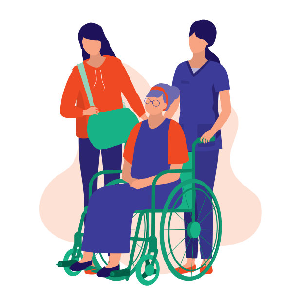 坐在轮椅上的残疾老妇人，医疗健康概念矢量卡通插画图片下载