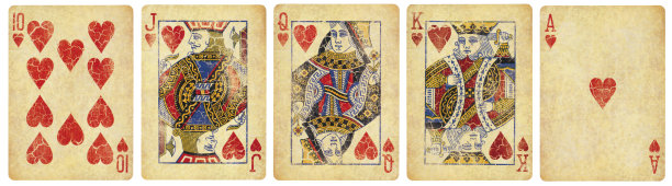 皇家同花顺心孤立在白色图片下载