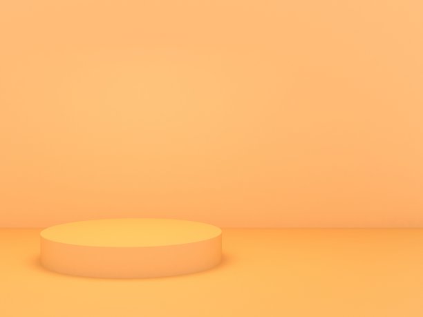 三维渲染的抽象黄色组成与讲台图片下载