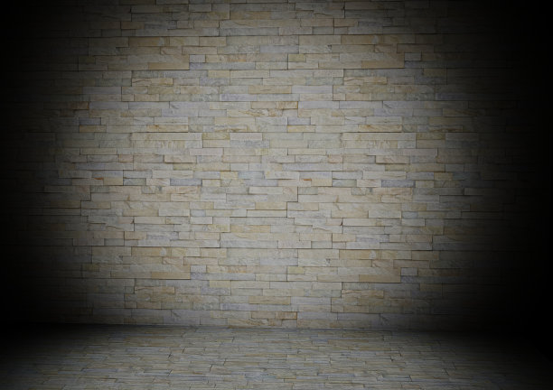 墙面和地板上的天然奶油色石材砖3d渲染图片下载