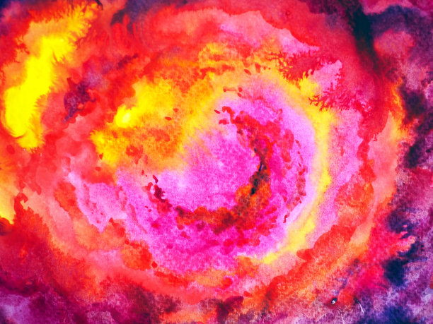 红橙色的火热的火火焰喷发燃烧背景水彩画插图设计手绘艺术图片下载