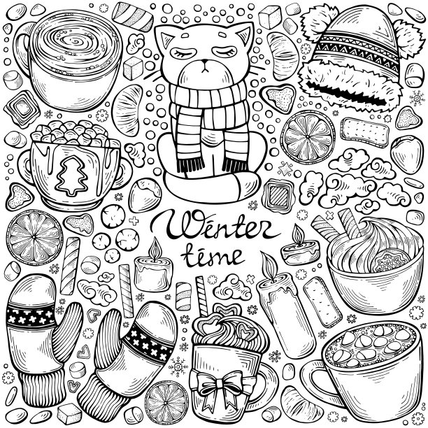 手绘一套冬季时间图片下载