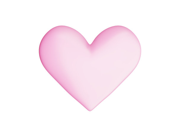淡粉色的心孤立在白色，3d插图图片下载