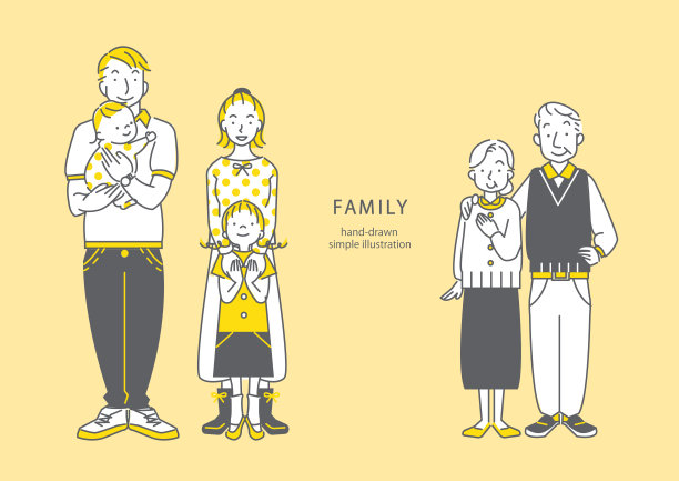手绘简单的家庭插图图片下载