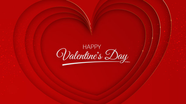 情人节背景与心形和黄金线3d剪纸风格。图片下载