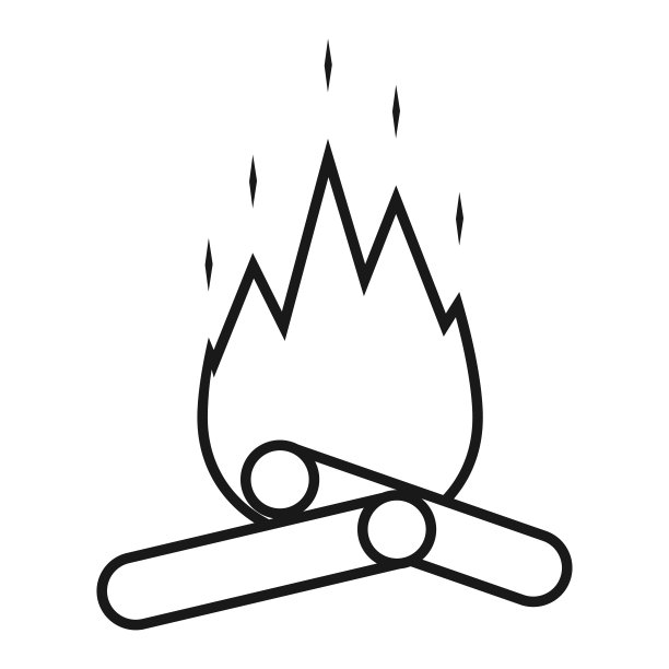篝火图标。白色背景上的黑色火焰标志。向量,卡通插图。向量。图片下载