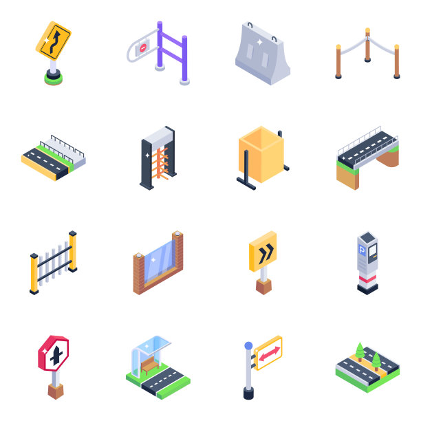包安全屏障等距图标图片下载