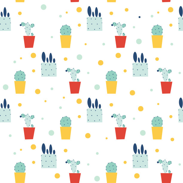 新潮的仙人掌图案，无缝图案。仙人掌的花图片下载