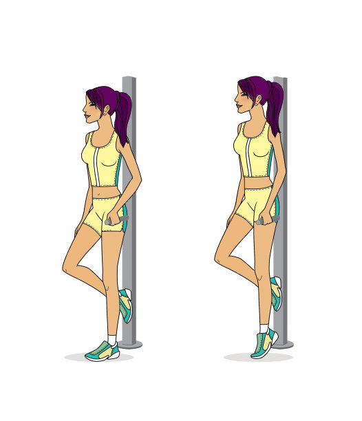 女孩在家训练。伸展腿部和脊柱的肌肉。运动和体操。孤立在白色背景上图片下载