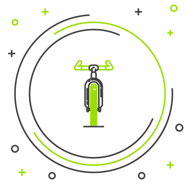 黑绿色线条自行车图标：自行车比赛，极限运动，运动器材，矢量素材图片下载