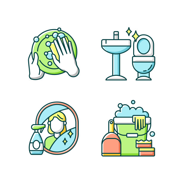 家庭主妇家务RGB颜色图标集图片下载