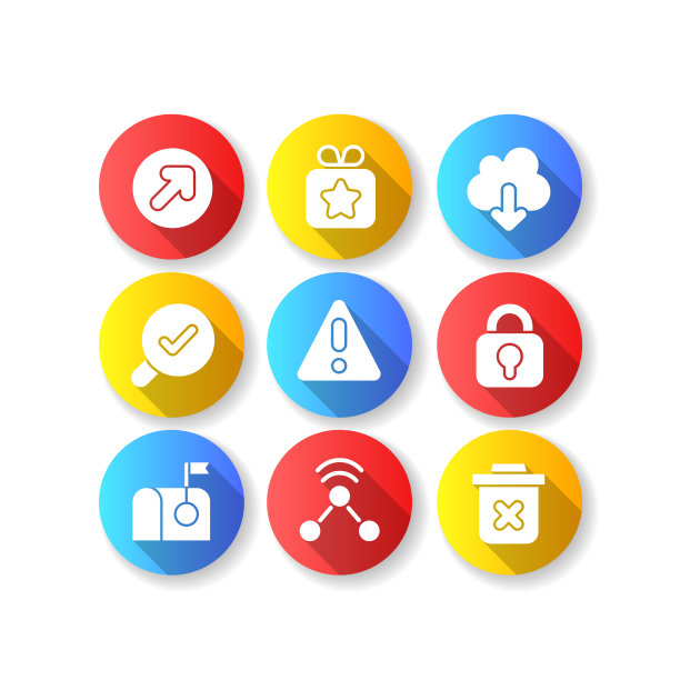 界面为更好的可用性平面设计长阴影字形图标集图片下载