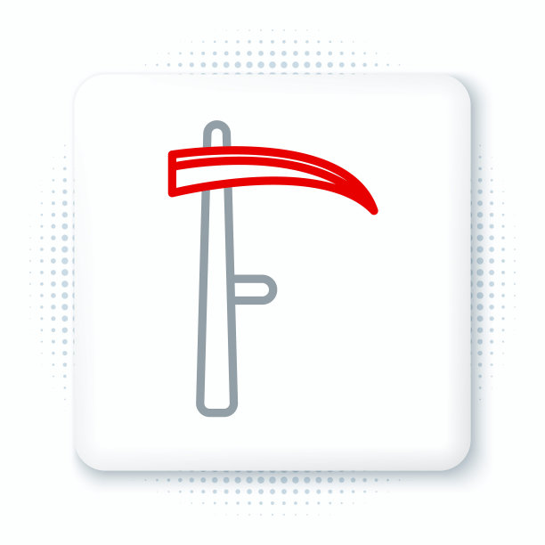 线镰刀图标孤立在白色背景。快乐的万圣节派对。色彩斑斓的轮廓的概念。向量图片下载