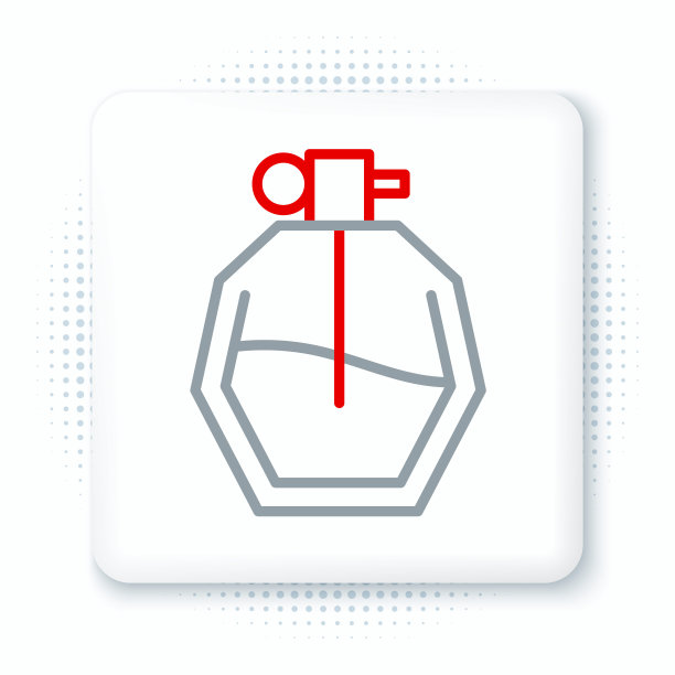 行香水图标隔离在白色背景。色彩斑斓的轮廓的概念。向量图片下载