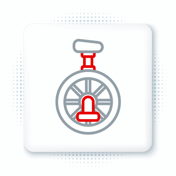 线独轮车或车轮自行车图标孤立在白色背景。单轮自行车。色彩斑斓的轮廓的概念。向量图片下载