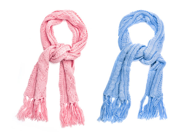 粉红和浅蓝色围巾隔离图片下载