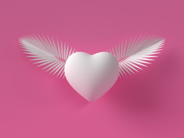 爱情的概念有翅膀的心。图片下载